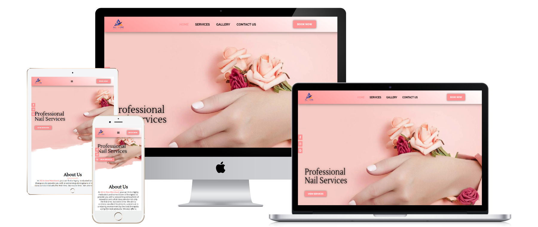 Responsive website mockup for Template A024
